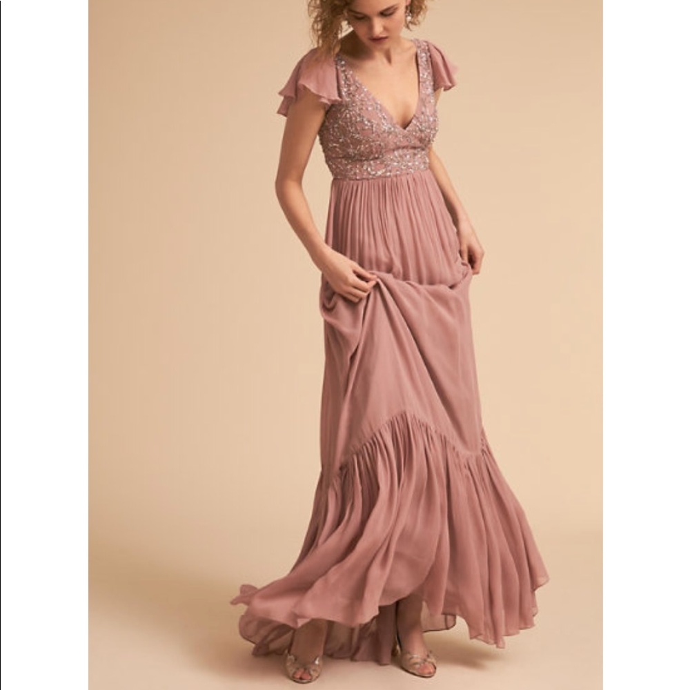 BHLDN DAPHNE DRESS ROSE QUARTZ